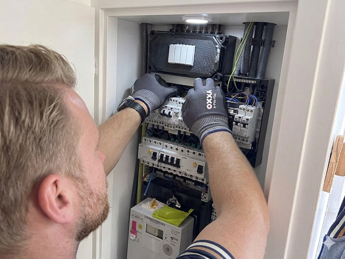 Erkende Solvt-vakman aan het werk in een stoppenkast